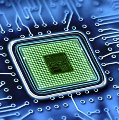 A detailed view of a computer chip